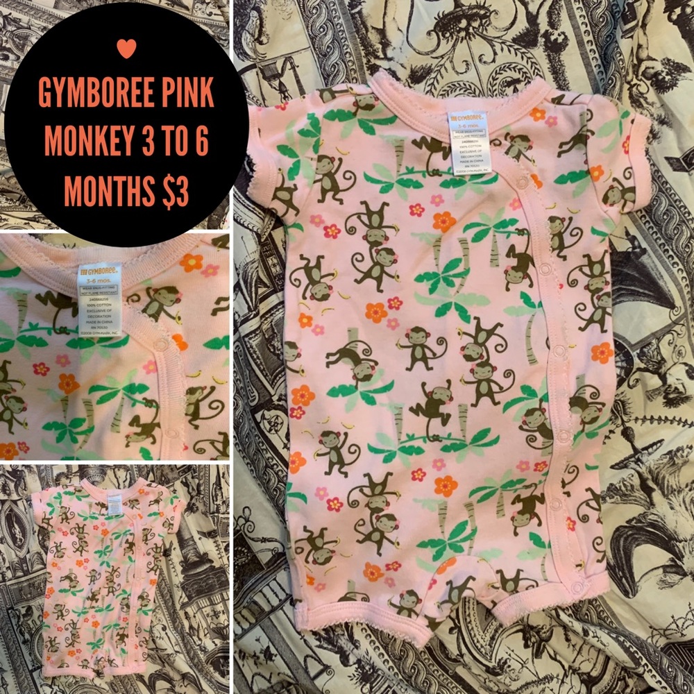 Gymboree pink monkey onesie great condition.